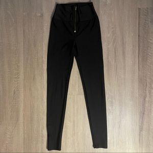 Nylon High Waisted Zippered Leggings